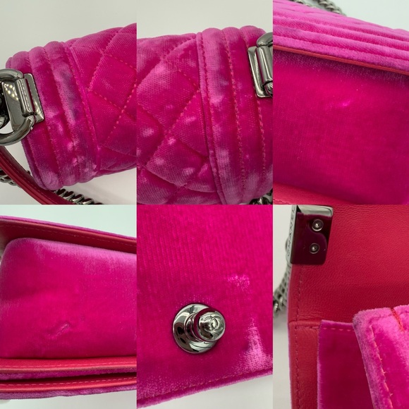 Authentic Chanel Hot pink velvet le boy medium flap - Picture 13 of 16